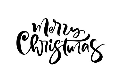 Merry Christmas Calligraphic Hand Drawn Lettering Text Vector