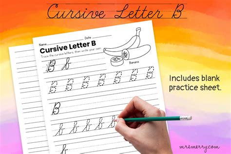Free Cursive B Worksheet Writing For Kids Mrs Merry