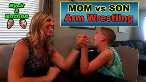Mom Vs Son Arm Wrestle Nyck And Nathan Youtube