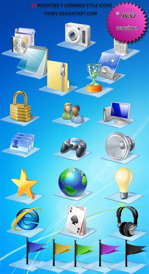 Windows 7 Libraries Icons Ico By Tonev On Deviantart