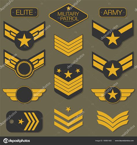 La insignia del ejército militar establece la tipografía Gráficos