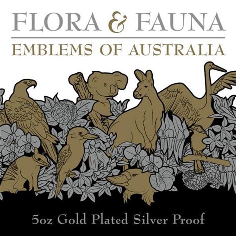 2017 10 Emblems Of Australia Flora And Fauna Gilded 5oz Silver Proof