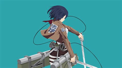 Desktop Wallpaper Anime Girl Mikasa Ackerman Minimal Hd