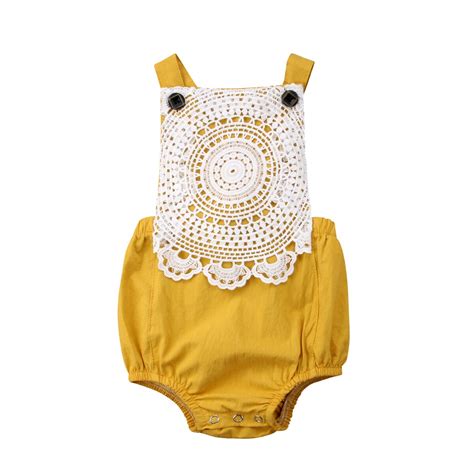 Newborn Toddler Infant Baby Girls Lace Floral Backless Bodysuit