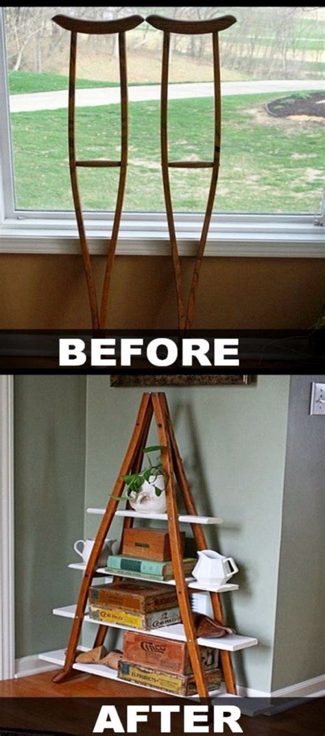 Before And After Photos Of A Ladder Used To Store Books
