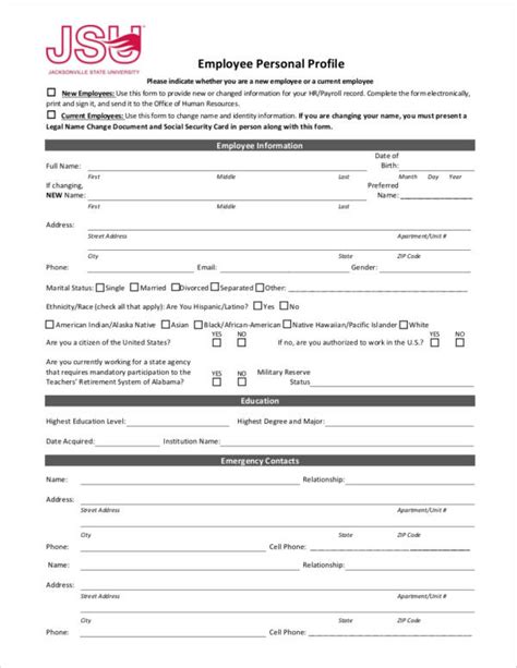 Personal Profile Template Free Download Word Free Printable Templates