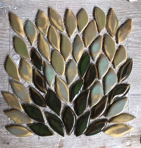 Botany Leaf Shaped Porcelain Mosaic Tiles Nature Inspired