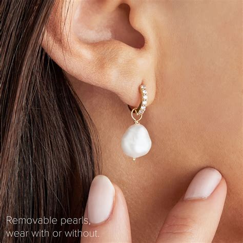 Gold Or Silver Diamond Style Hoop And Pearl Drop Earrings The Classic