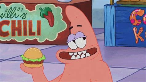 Because Patrick Star Eating A Krabby Patty Is Worth Watching In Slowmo Againand Againand