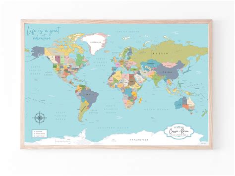 Push Pin Map World Map Travel Map Document Your Travels Map Canvas