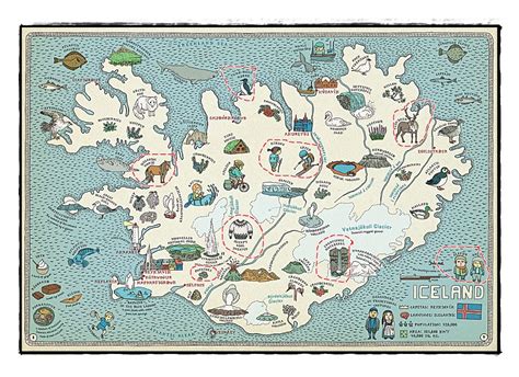 Detailed Tourist Illustrated Map Of Iceland Iceland Europe