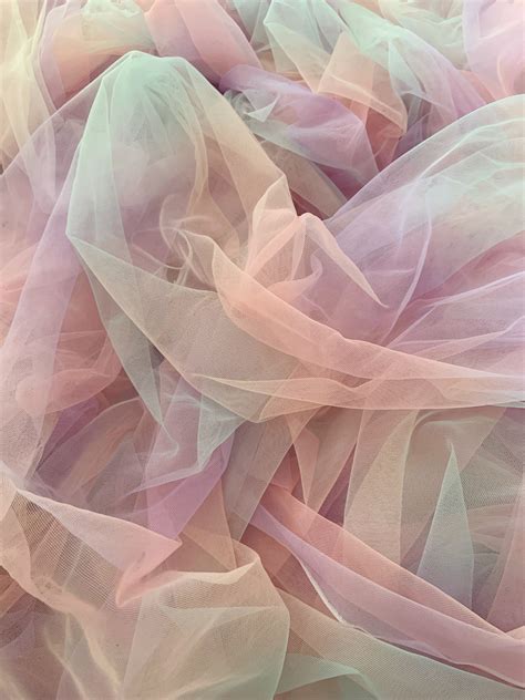 New Arrival Rainbow Tulle Fabric With Ombre Color Etsy Canada