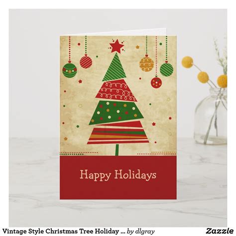 Vintage Style Christmas Tree Holiday Card Holiday Cards Christmas