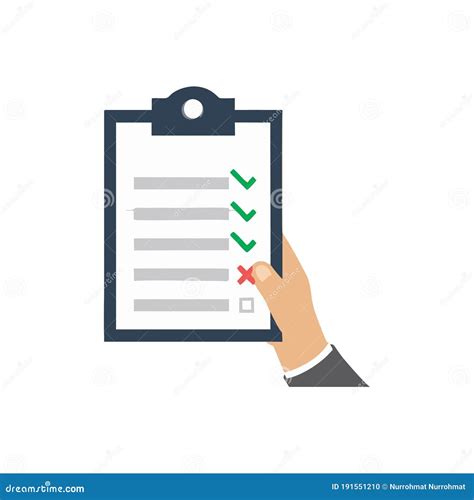Hand Holding Clipboard With Checklist Stock Vector Illustration Of