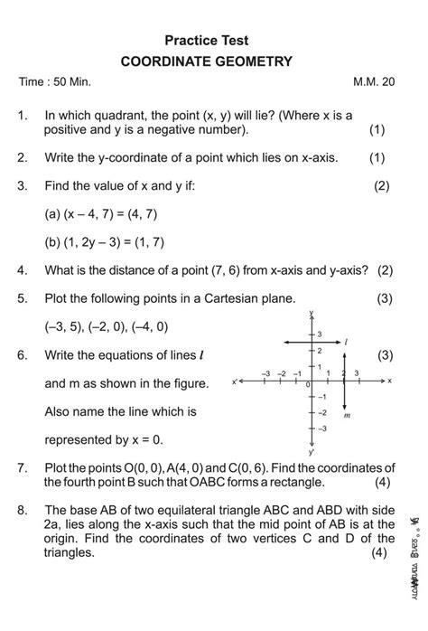 Class 9 Math Coordinate Geometry Notes Important Question Practice Paper