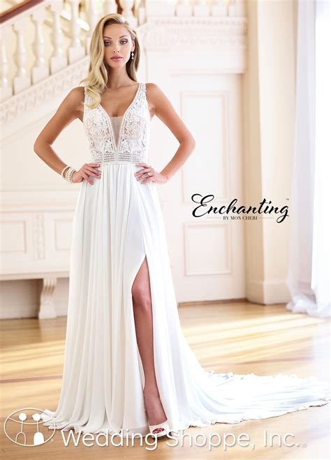Enchanting By Mon Cheri Bridal Gown 218176 Pearl Wedding Dress Slit