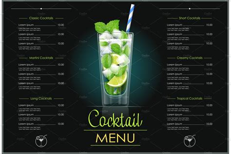 Mojito Glass Cocktail Menu Design Creative Daddy