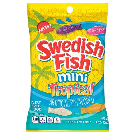 Swedish Fish Mini Tropical Soft And Chewy Candy 1 8 Oz Bags Walmart