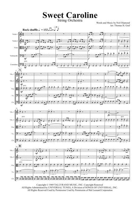 Sweet Caroline By Neil Diamond Digital Sheet Music For Score And