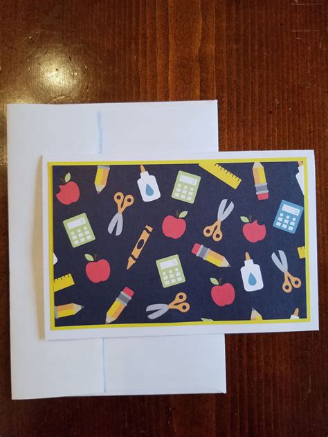 School Supplies Card Set Set Of 4 Handmade Cards With Etsy
