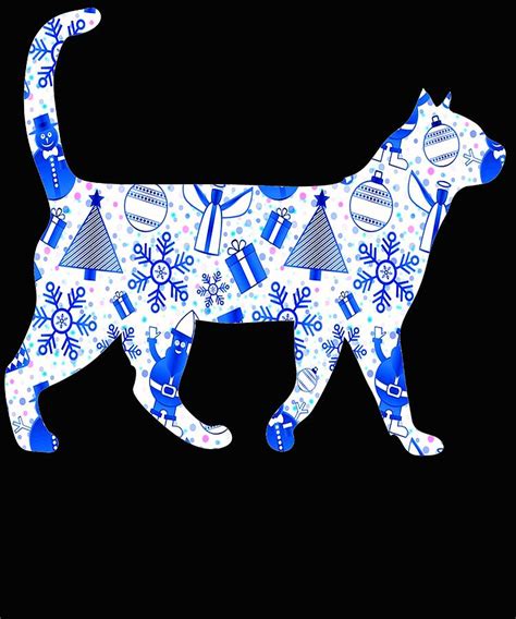 Blue Christmas Cat Digital Art By Kaylin Watchorn