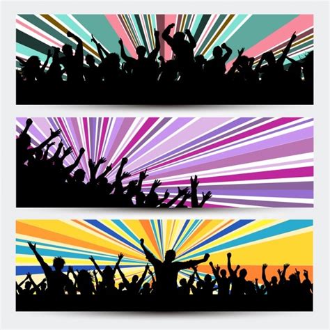 Party Crowded Banners Vector Free Download