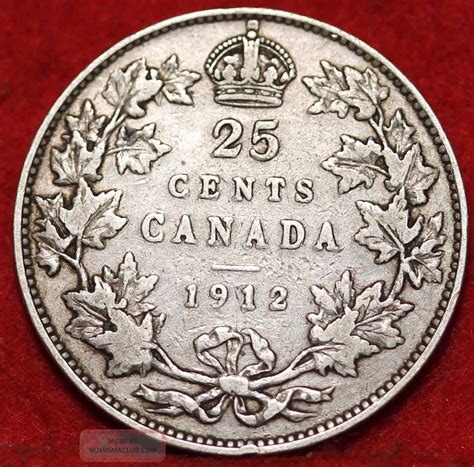 1912 Canada Silver 25 Cents Foreign Coin Sh