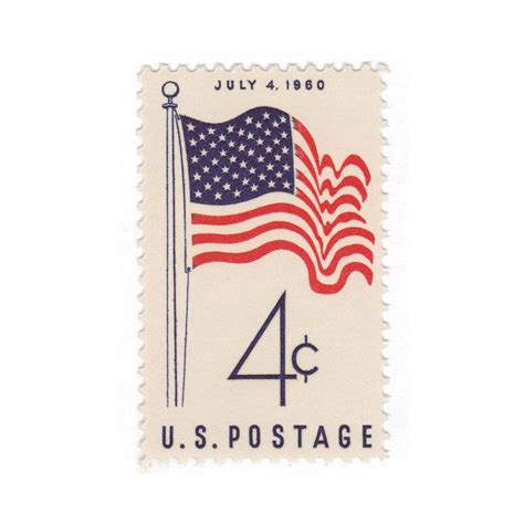 1960 4c American Flag Single Unused Vintage Us Postage Stamp Etsy In