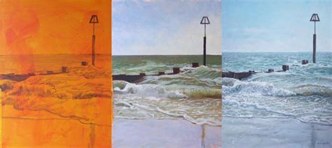 Martin Davey Illustration And Fine Art Beach Groin With Autumn Waves