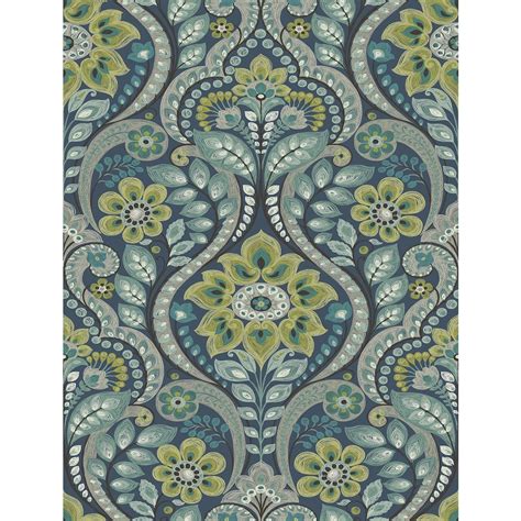 A Street Prints Night Bloom Navy Damask Wallpaper The Home Depot Canada