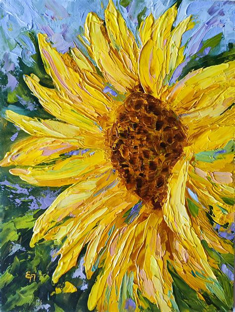 Sunflower Oil Painting Original Impasto Floral Art Textured Etsy