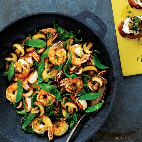 From start to finish, it only takes about 15 minutes. Shrimp, Mushroom and Snow Pea Stir-Fry Recipe | MyRecipes