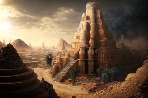 Ancient City Of Babylon With The Tower Of Babel Bible And Religion