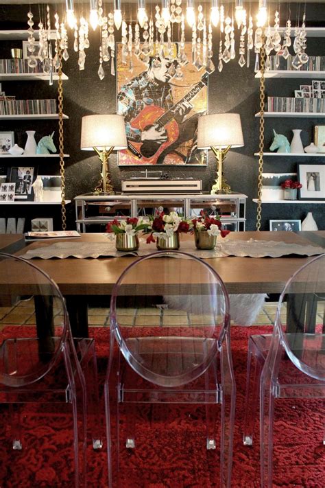 Eclectic Dining Room With Long Crystal Chandelier Hgtv