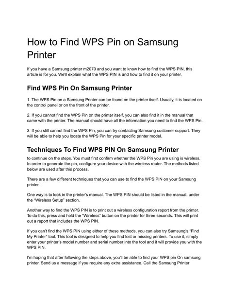 Ppt How To Find Wps Pin On Samsung Printer Powerpoint Presentation