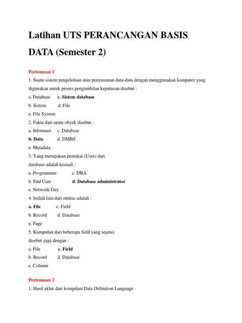 Contoh Soal Abstraksi Data Sistem Basis Data