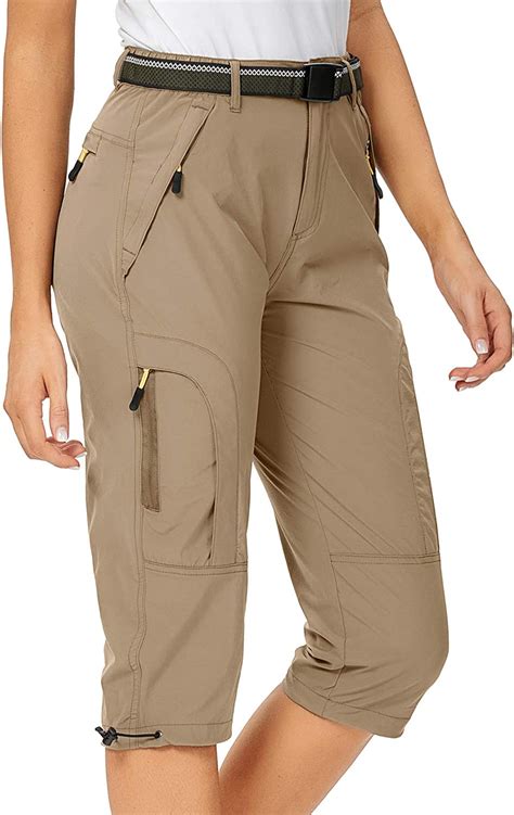 Womens Hiking Shorts Quick Dry Casual Stretch Pants Elastic Waist Capri Long Shorts