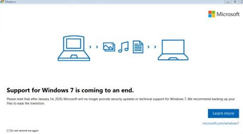 Windows 7 End Of Support Notifications Extended Security Updates