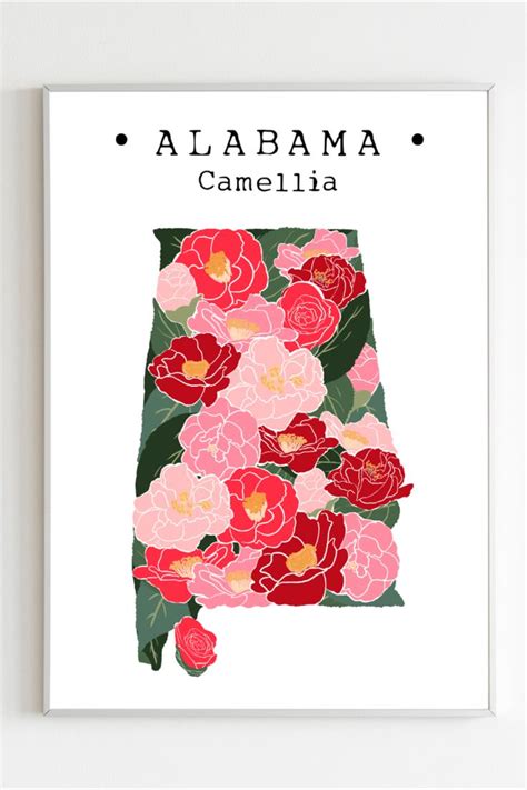 Alabama State Flower Wall Art Alabama Camellia Flower Print Etsy In
