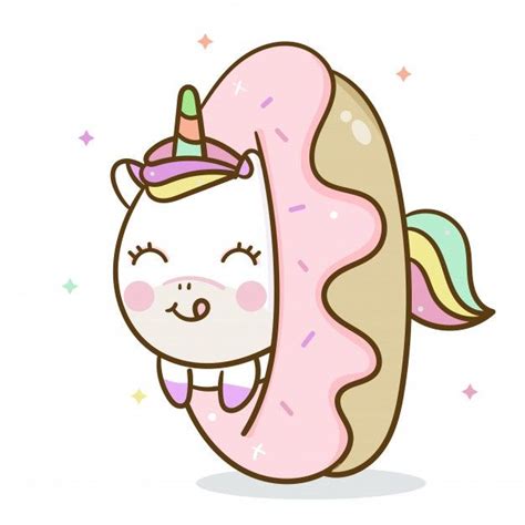 Cute Unicorn With Donut Premium Vector Premium Vector Freepik