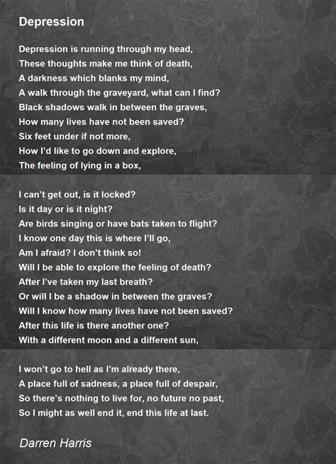 Depression Depression Poem By Darren Harris
