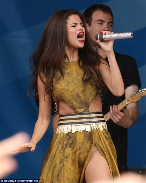 Selena Gomez Bares All In Daring Cut Out Dress Revealing Flesh Toned Lingerie At Radio