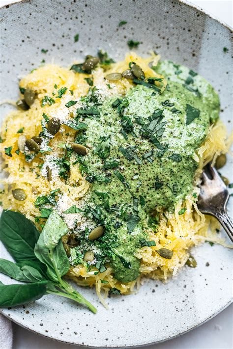 Pumpkin Seed Pesto Spaghetti Squash Bowls — Dolly And Oatmeal Pesto