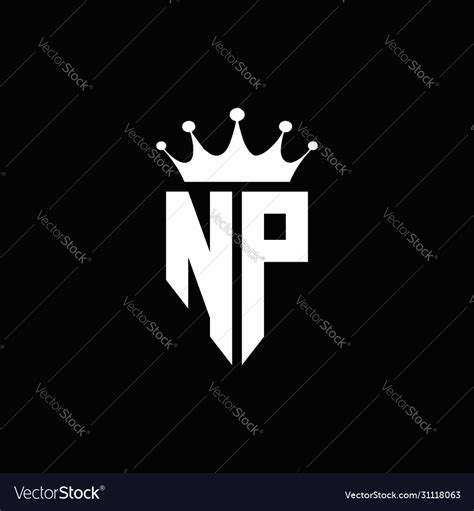 Np Logo Monogram Emblem Style With Crown Shape Vector Image