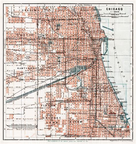 Old Map Of Chicago In 1909 Buy Vintage Map Replica Poster Print Or