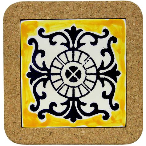 Portugal Ts Hand Painted Tile Trivet With Cork Various Patterns