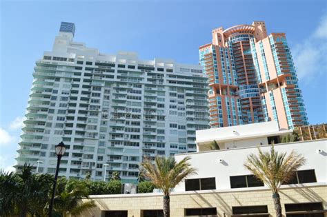 High Rise Facade South Point Drive Miami Beach Florida Stock Image