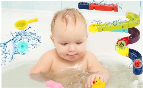 Sotodik Bath Toys Bath Track Shower Toys Diy Building Watermill Toys Bath Time With