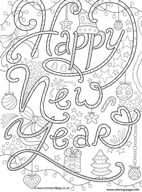 Happy New Year Adult Coloring Pages Printable