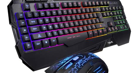 Havit Keyboard Rainbow Backlit Wired Gaming Keyboard Mouse Combo Led